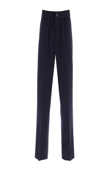 Elasticated-waist tapered trousers
