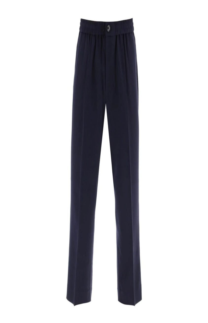 Elasticated-waist tapered trousers