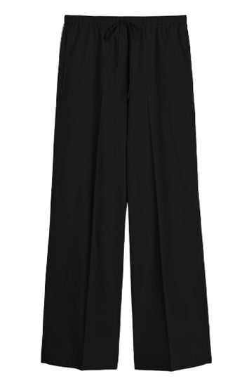 Cotton drawstring trousers black