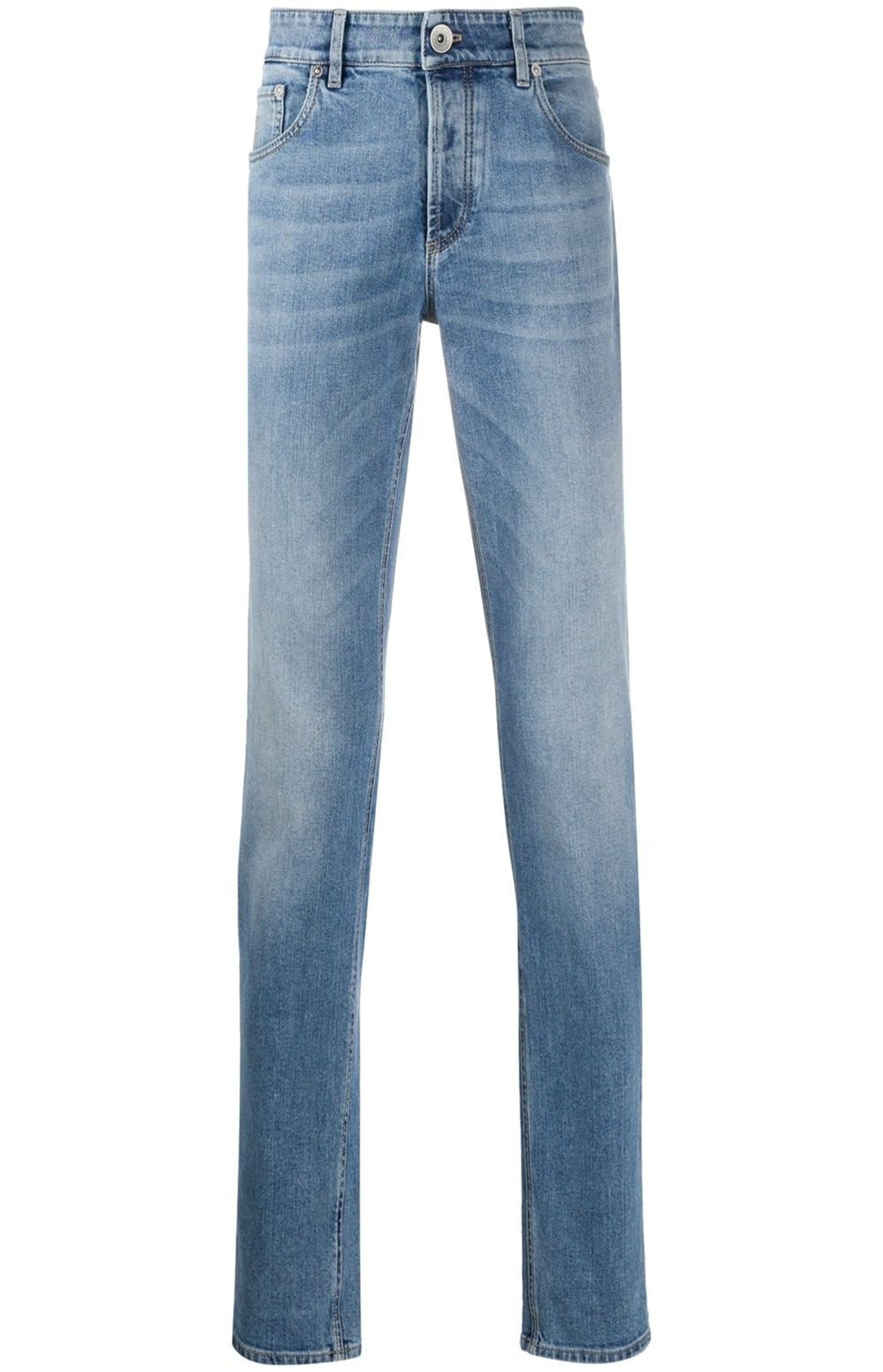 Whiskered straight jeans