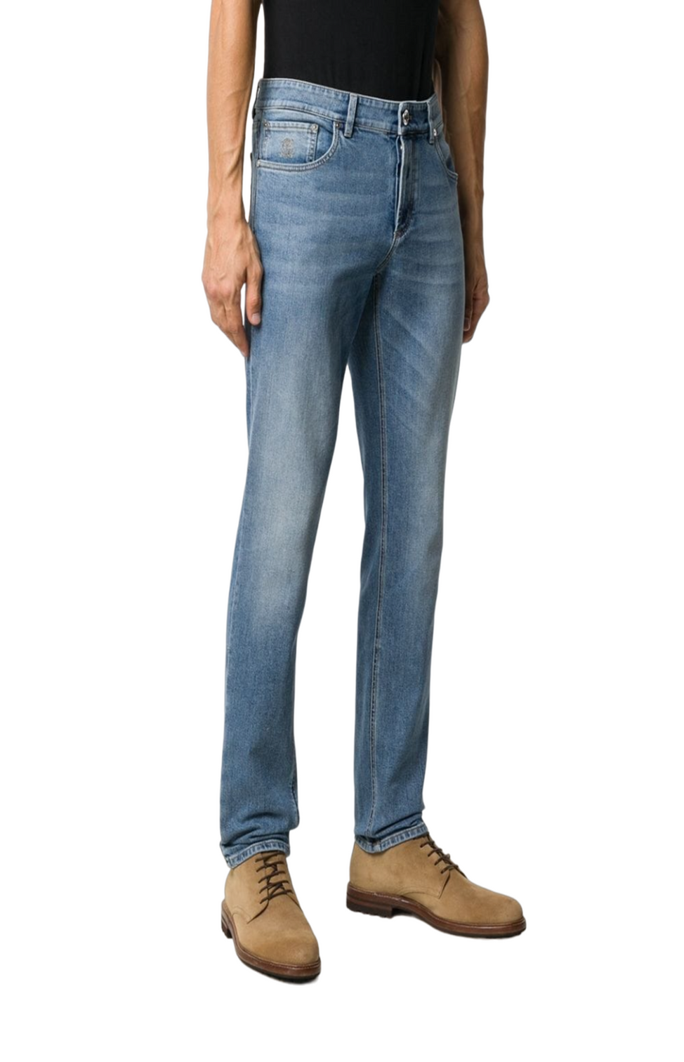 Whiskered straight jeans