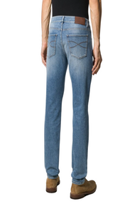 Whiskered straight jeans