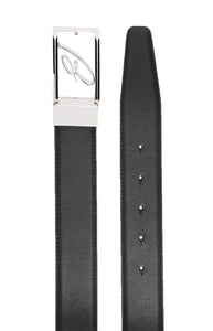 Logo plaque leather belt