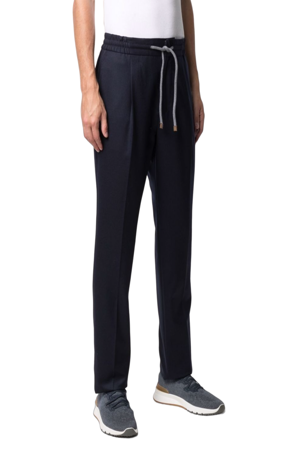 High-rise straight leg wool trousers