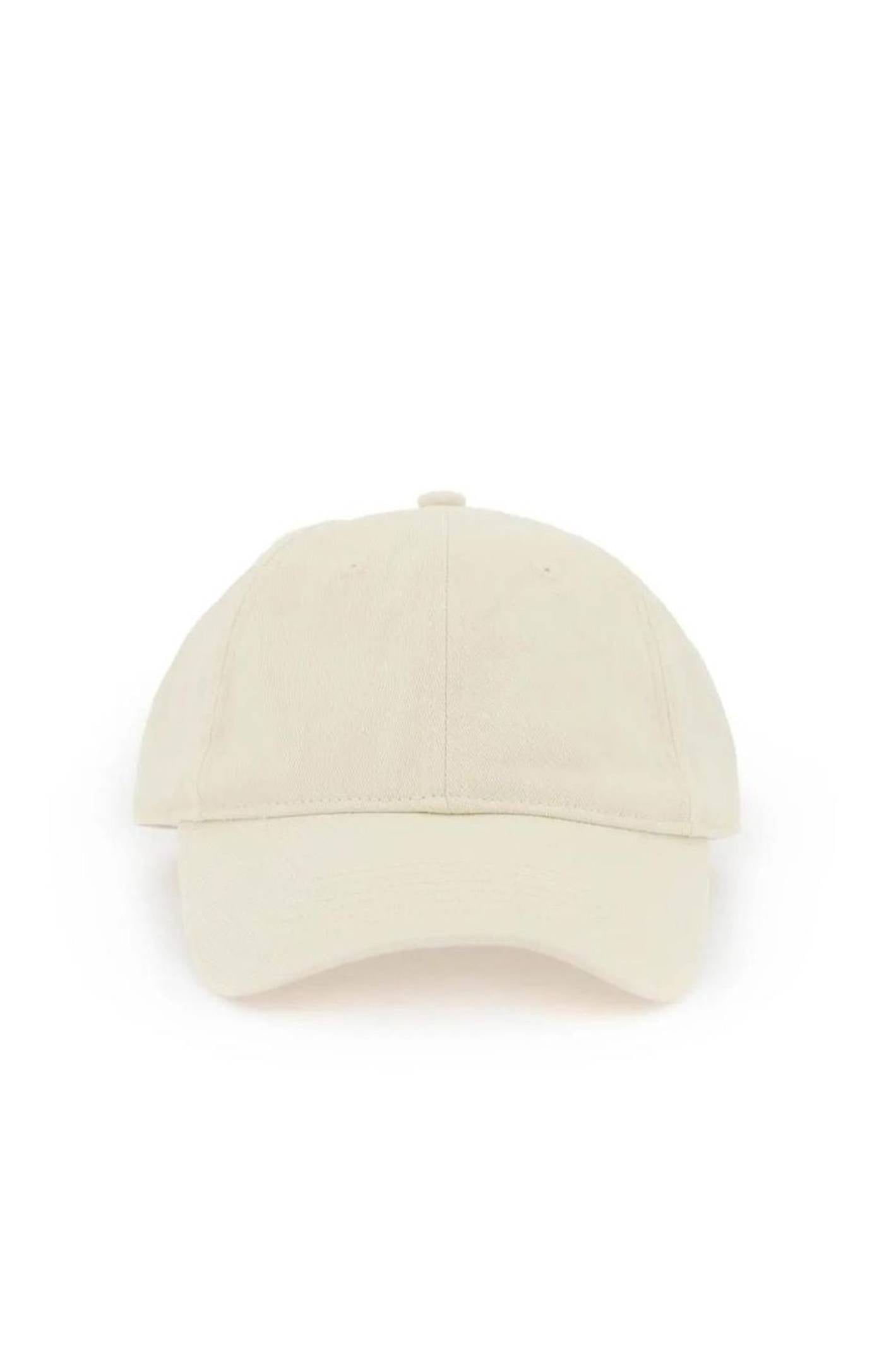 Leather-trim cotton cap pebble