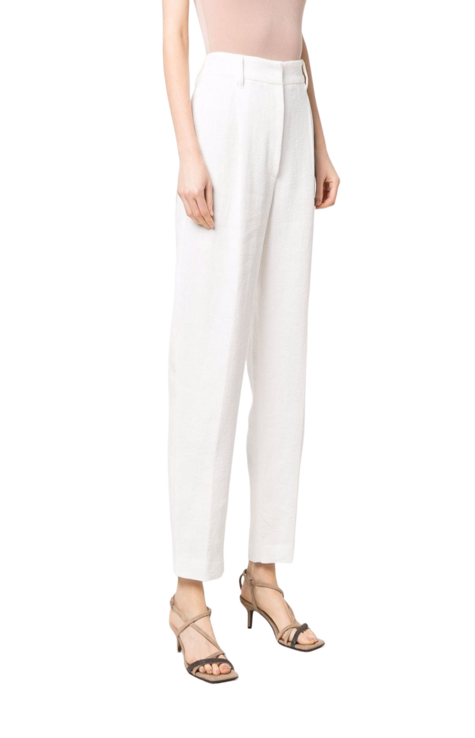 Linen-cotton tapered trousers