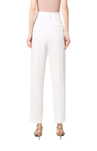 Linen-cotton tapered trousers