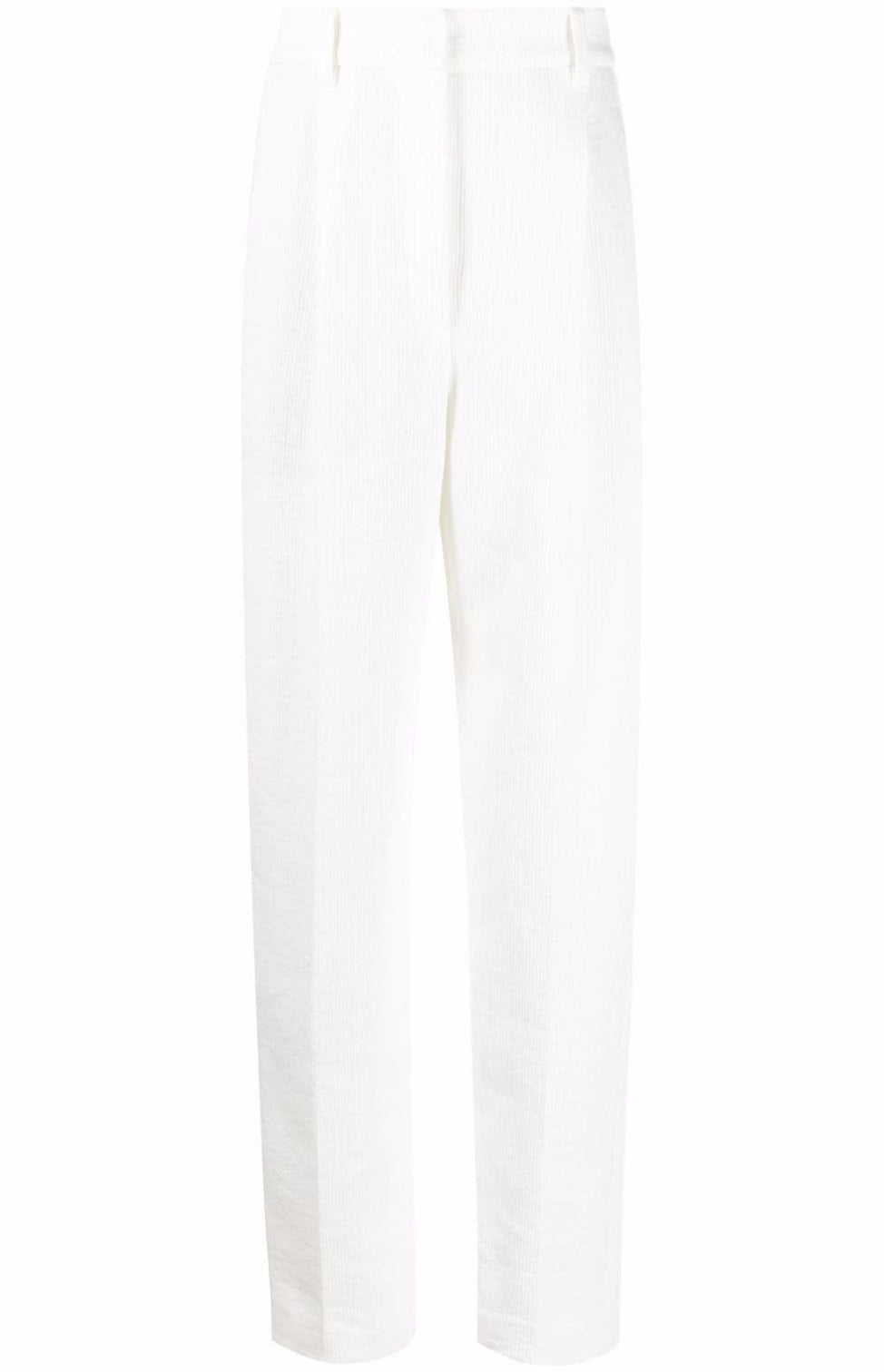 Linen-cotton tapered trousers