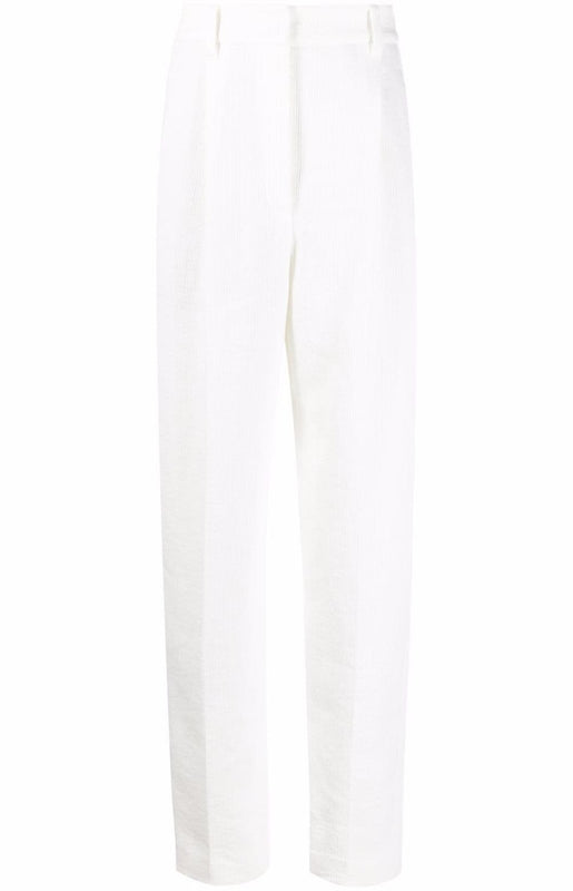 Linen-cotton tapered trousers