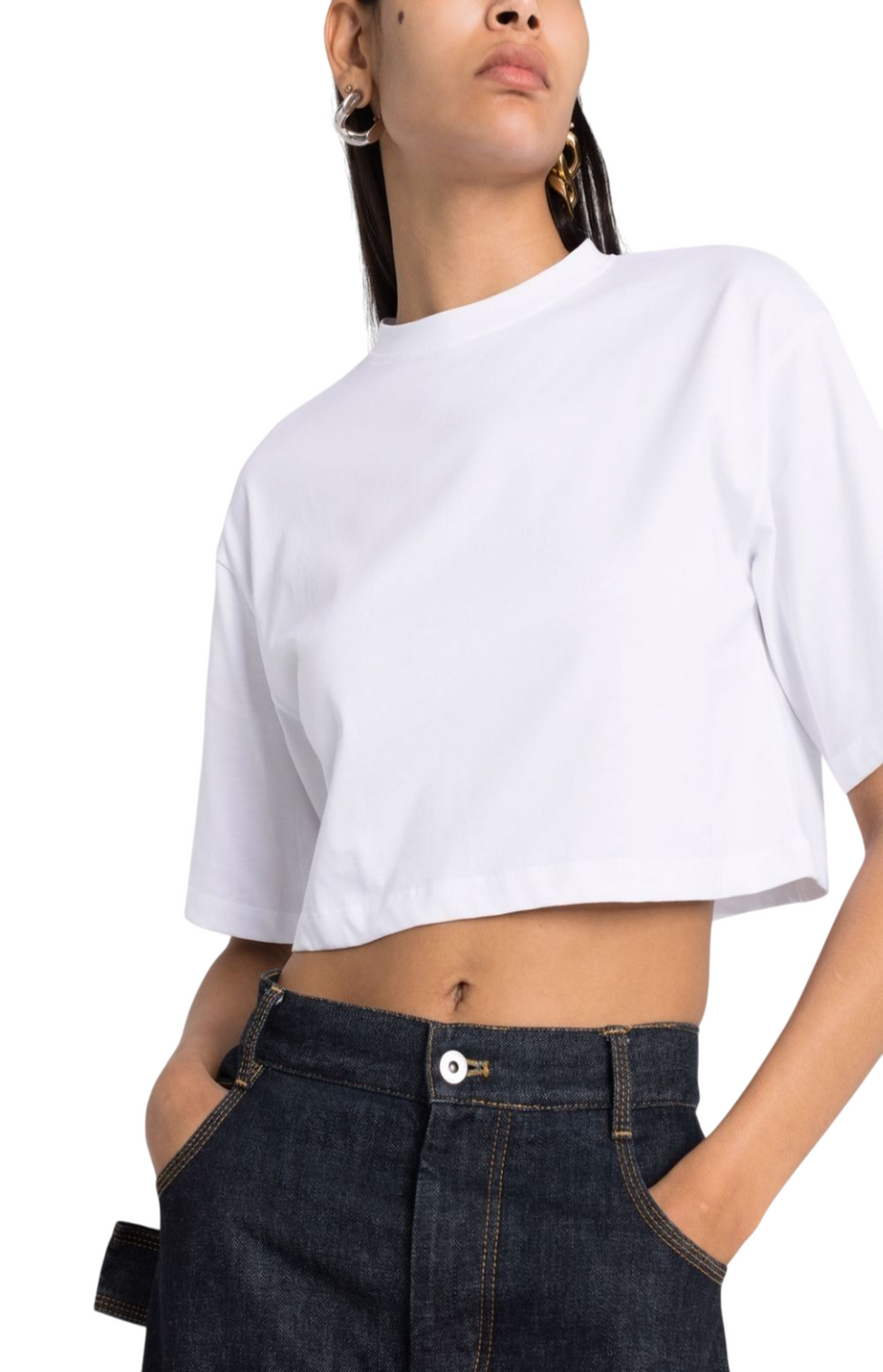 Cropped short-sleeve T-shirt