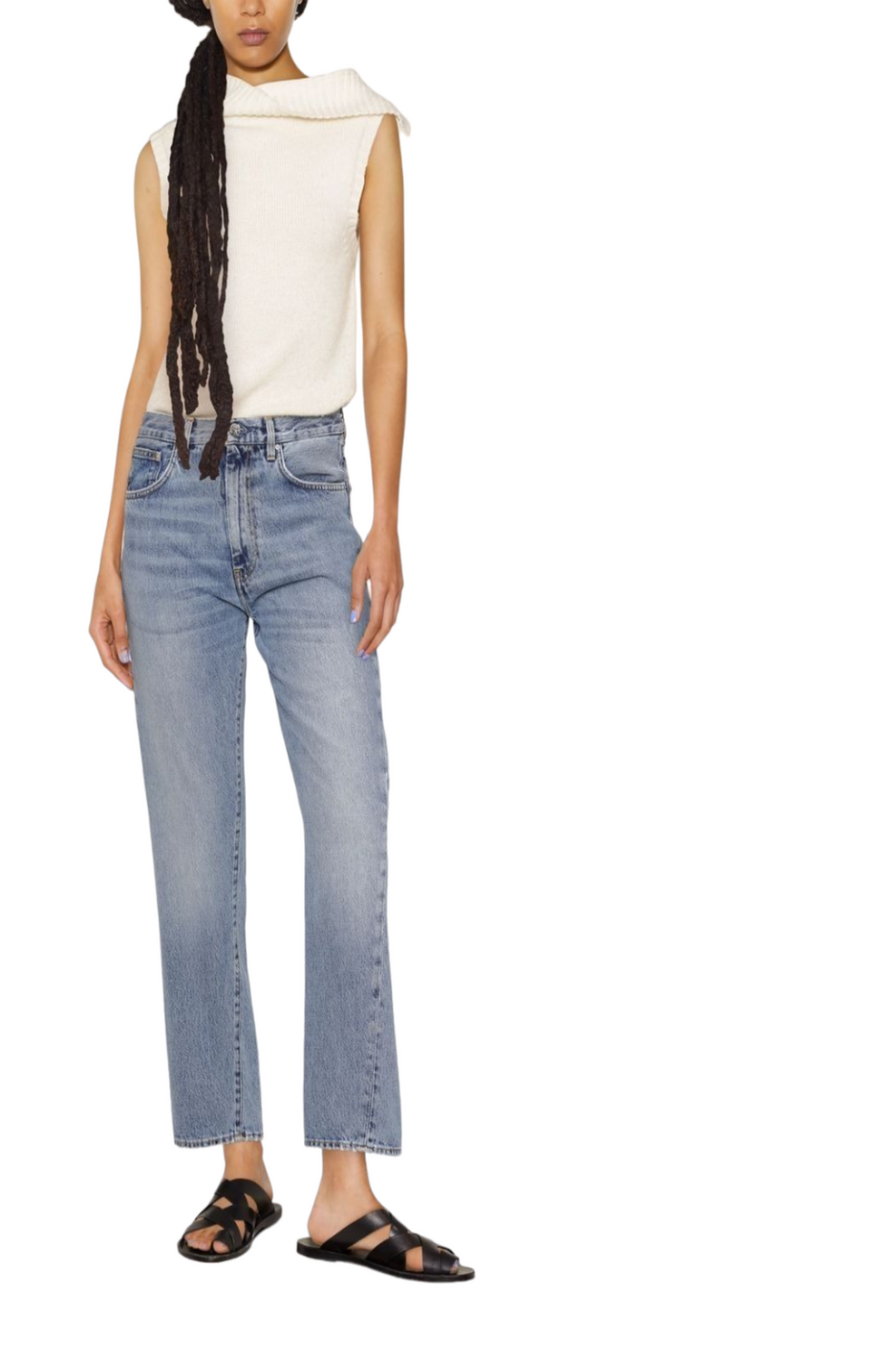 Twisted-seam straight jeans