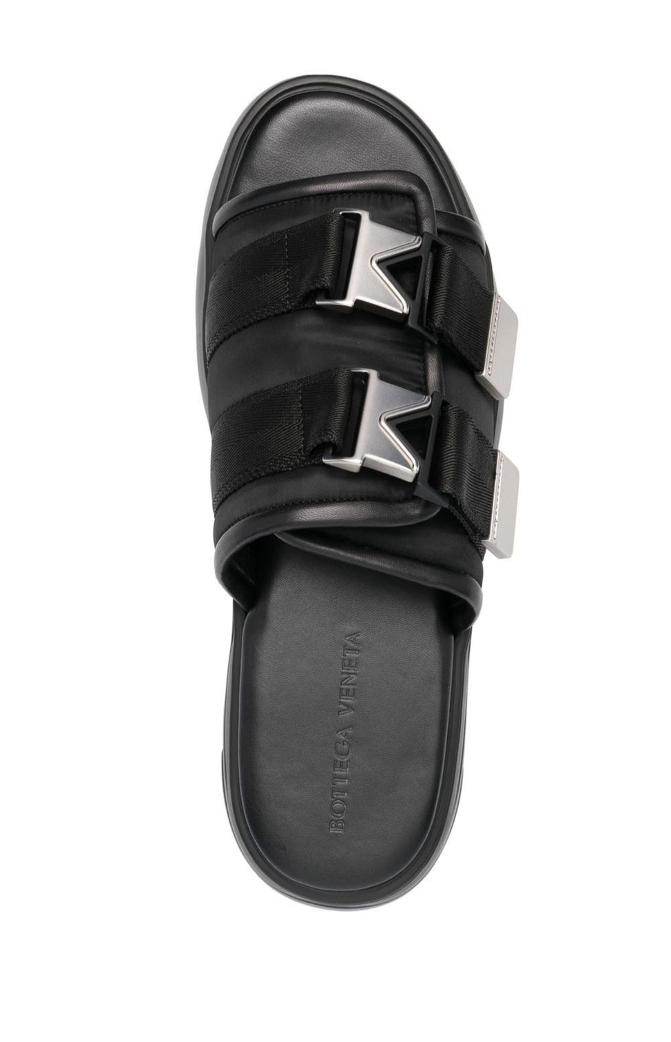 Double-buckle leather slides