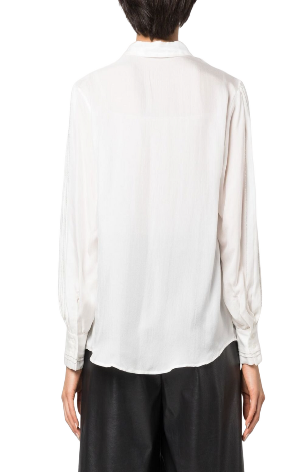 Beaded-trim silk shirt