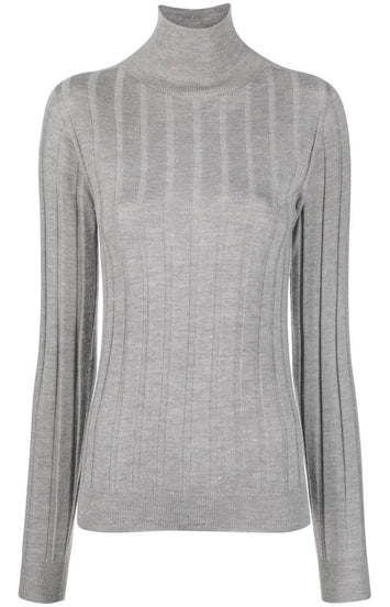 Ribbed high-neck knitted top