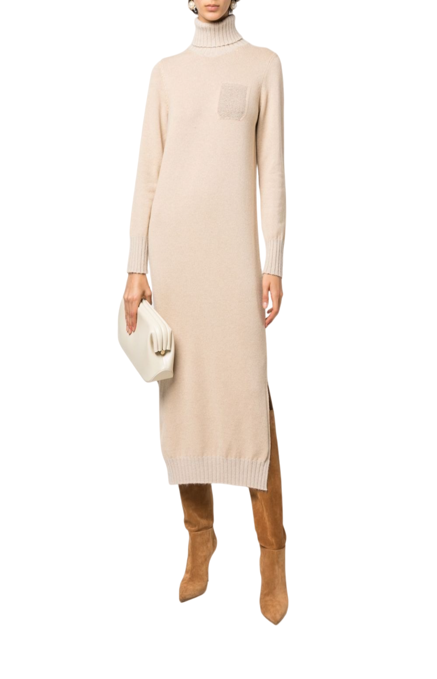 Load image into Gallery viewer, Roll-neck knitted jumper dress