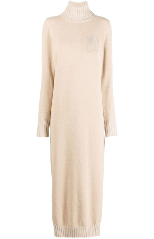 Roll-neck knitted jumper dress