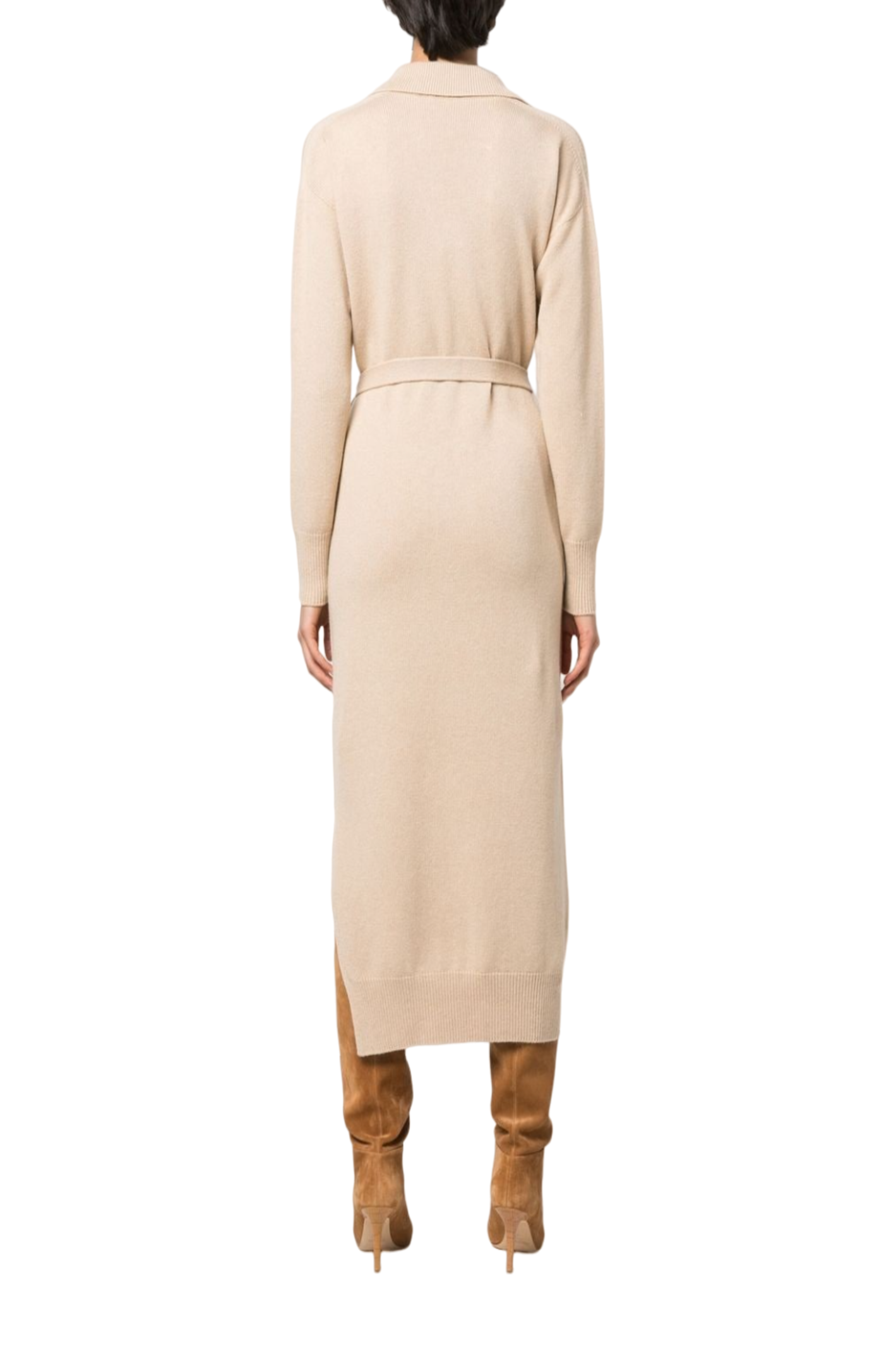 Load image into Gallery viewer, Belted long-sleeve knitted dress