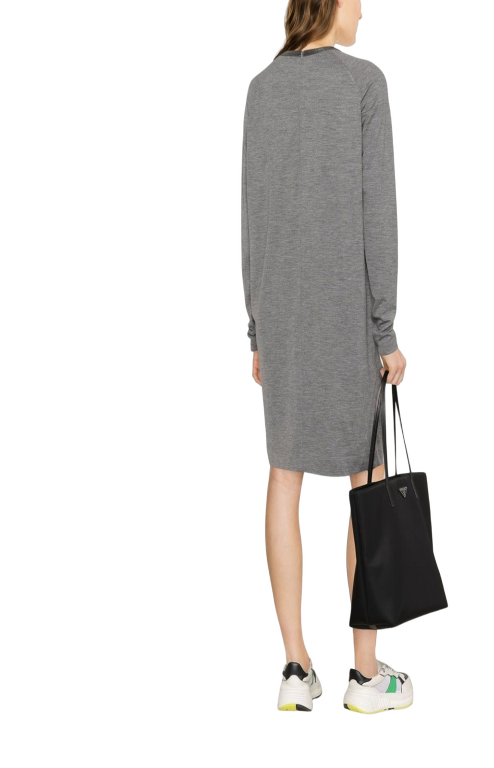 Monili-trim knitted dress