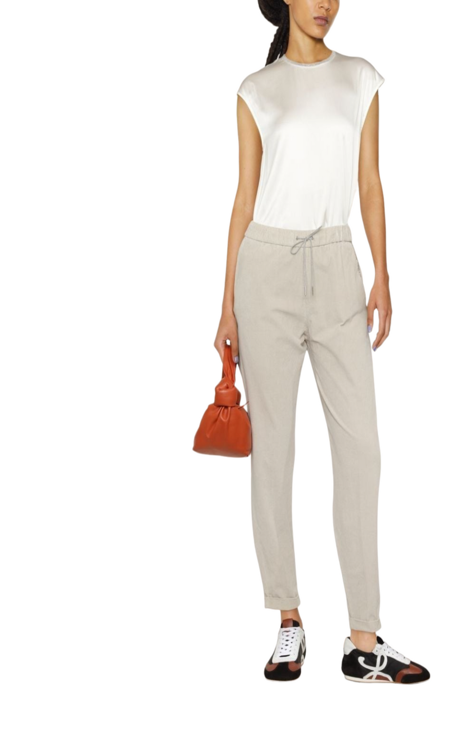 High-waist drawstring trousers