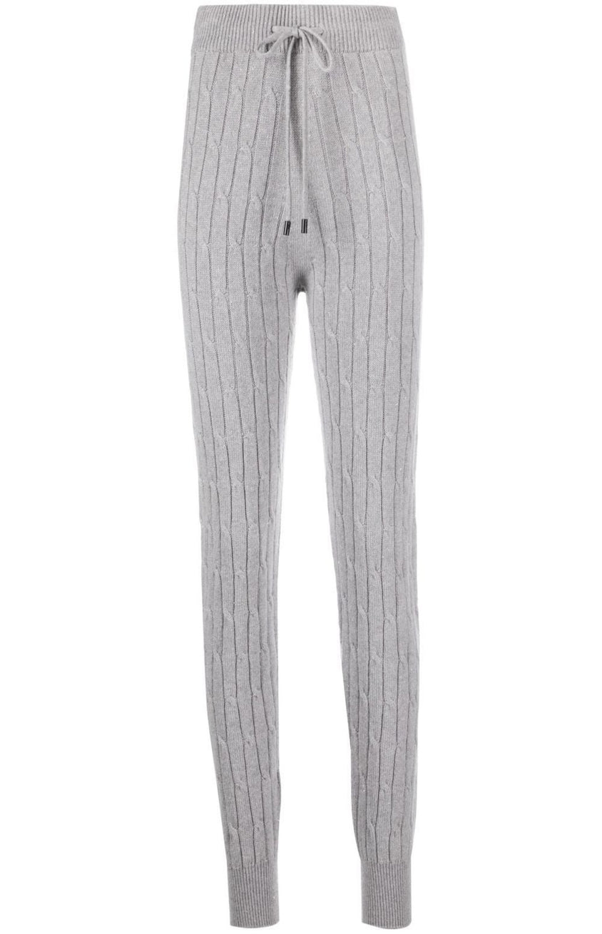 Cable-knit drawstring track pants