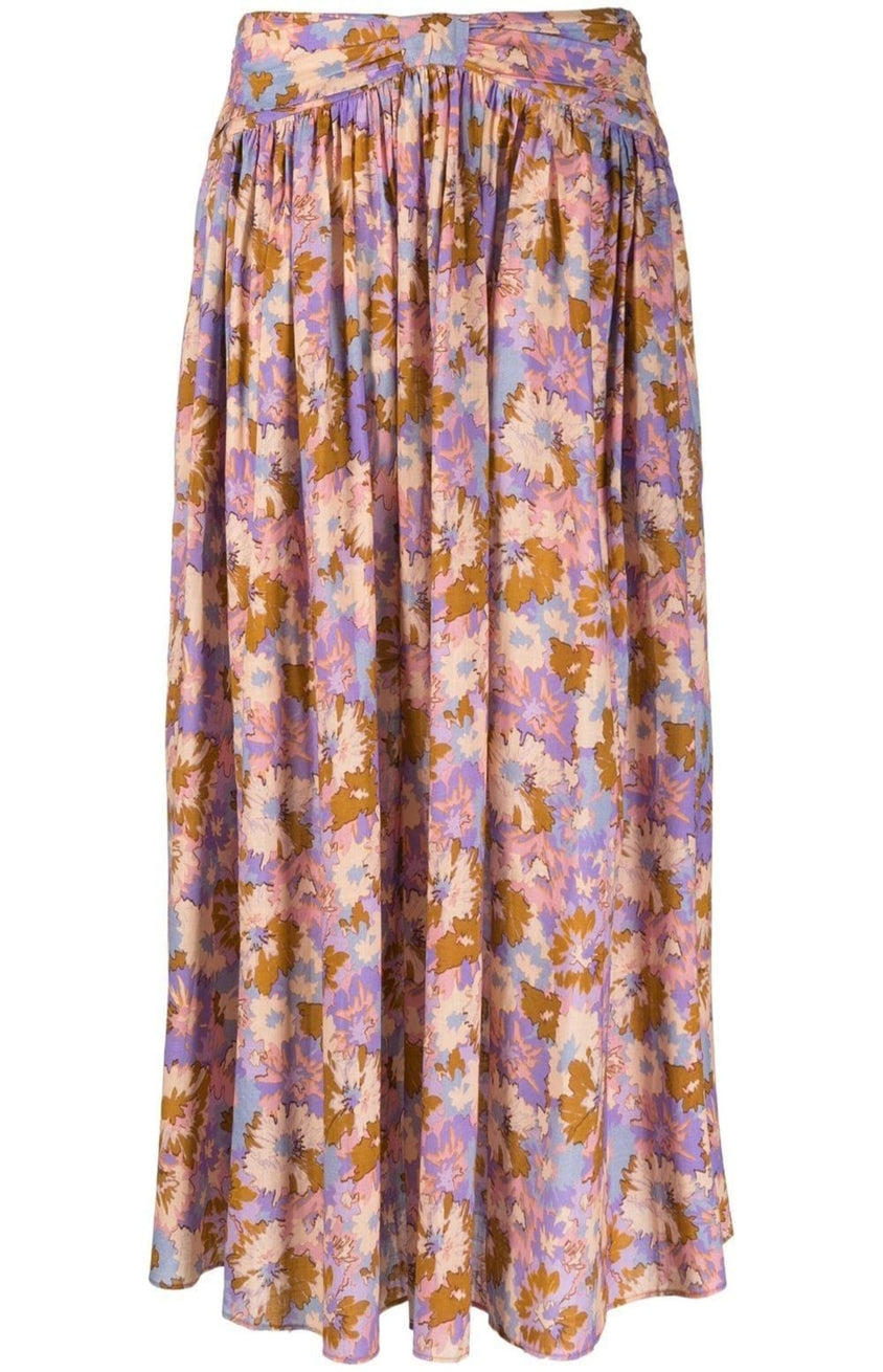 Floral-print midi skirt