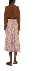 Floral-print midi skirt