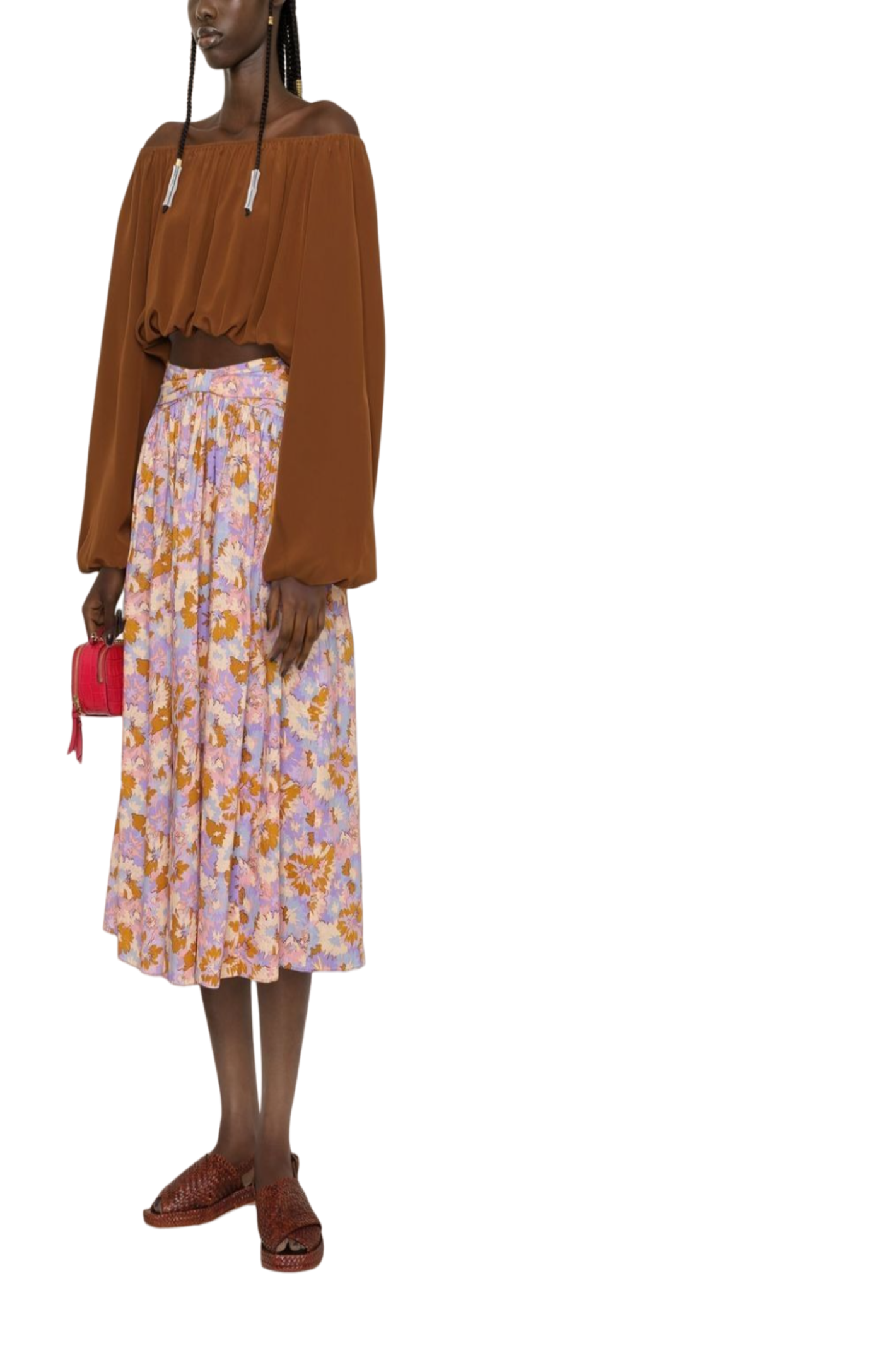 Load image into Gallery viewer, Floral-print midi skirt