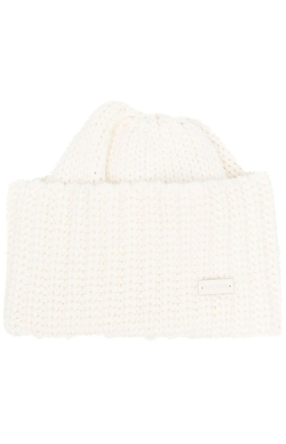 Logo-plaque chunky knit cashmere beanie