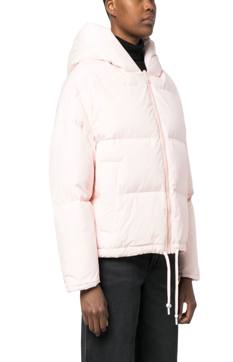 Down jacket with drawstring