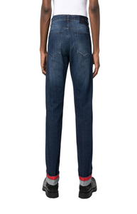 Dark-wash straight-leg jeans