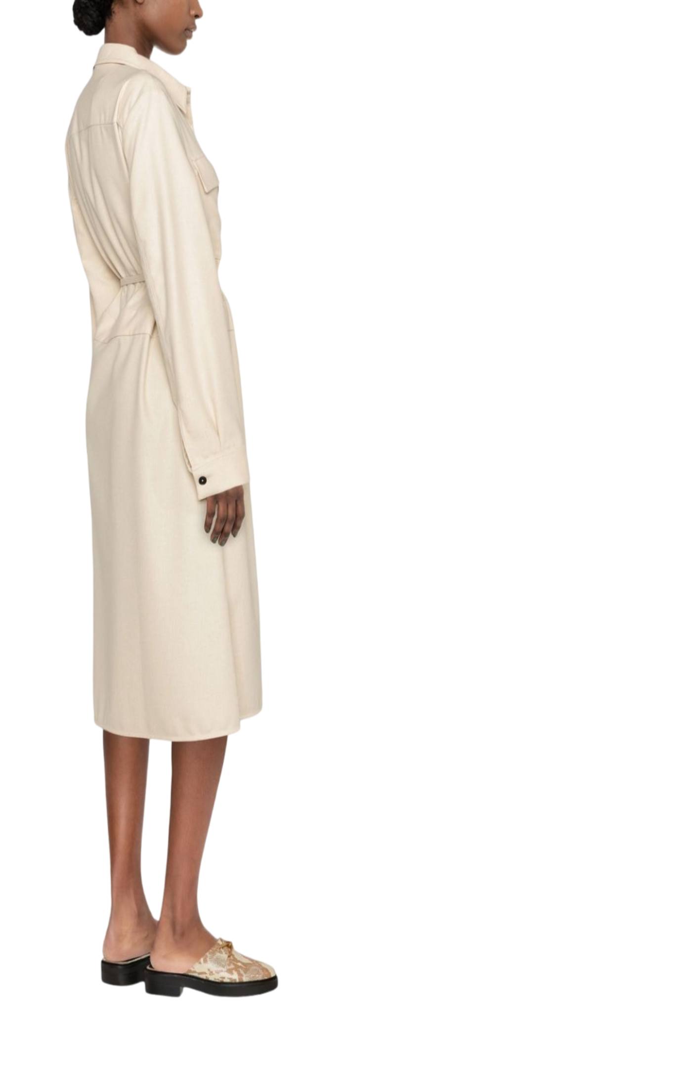 Load image into Gallery viewer, Belted wool shirt dress