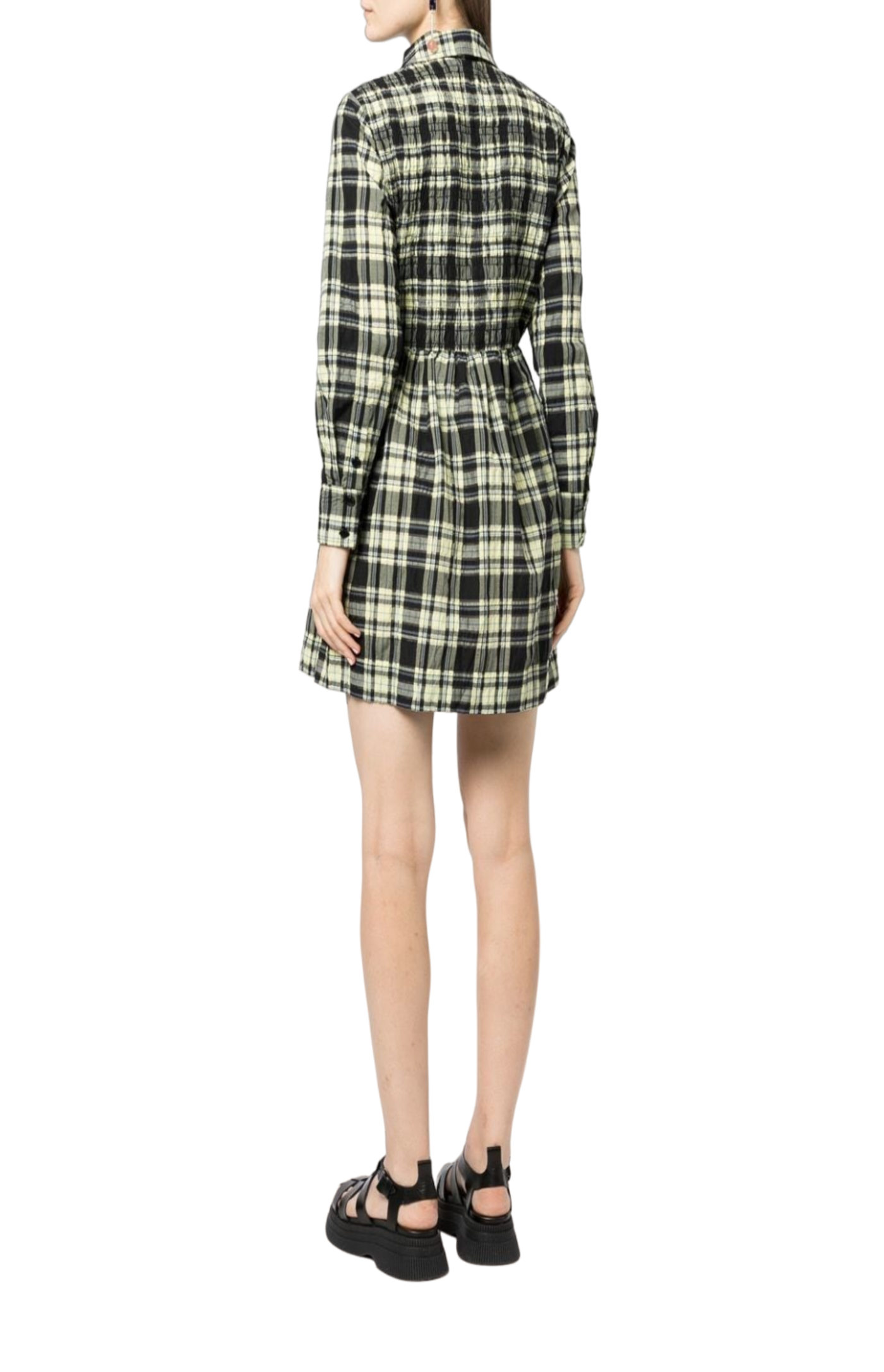 Load image into Gallery viewer, Seersucker check smock shirt dress