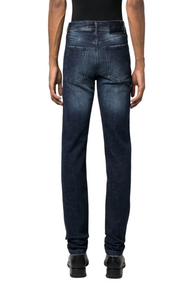 Dark-wash straight-leg jeans