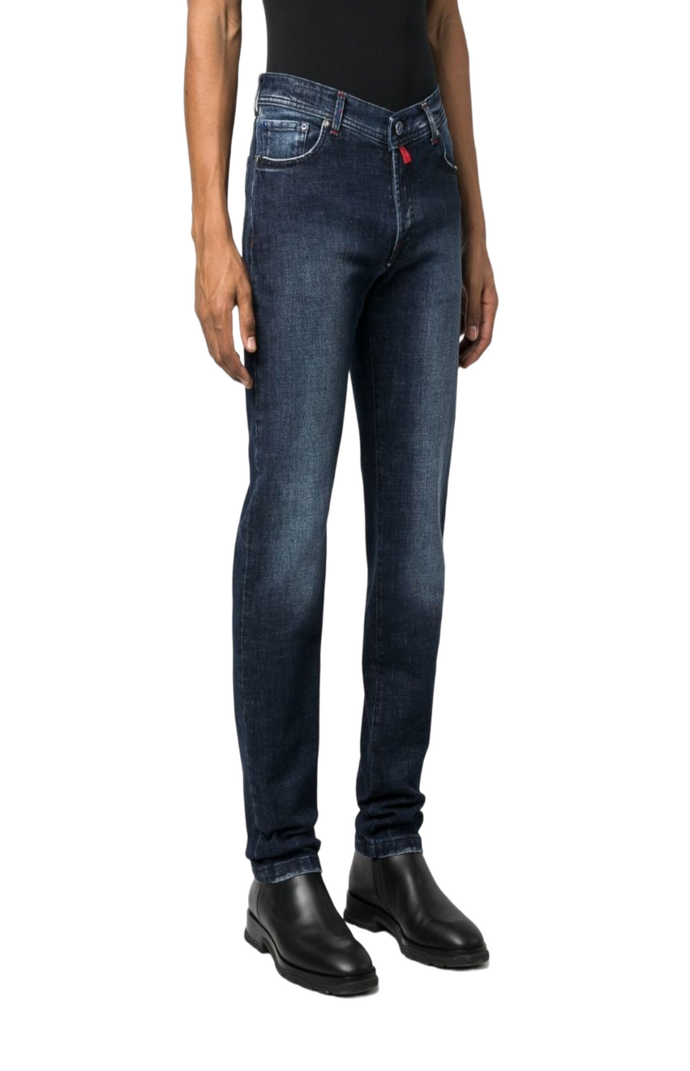 Dark-wash straight-leg jeans