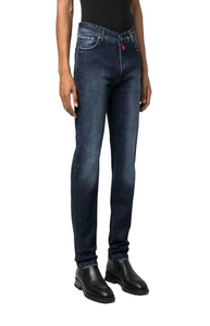 Dark-wash straight-leg jeans