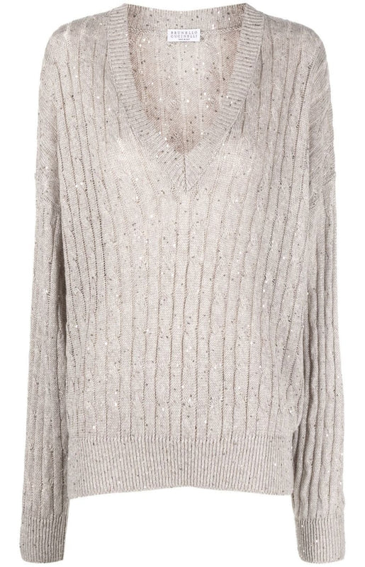 Ribbed V-neck jumper