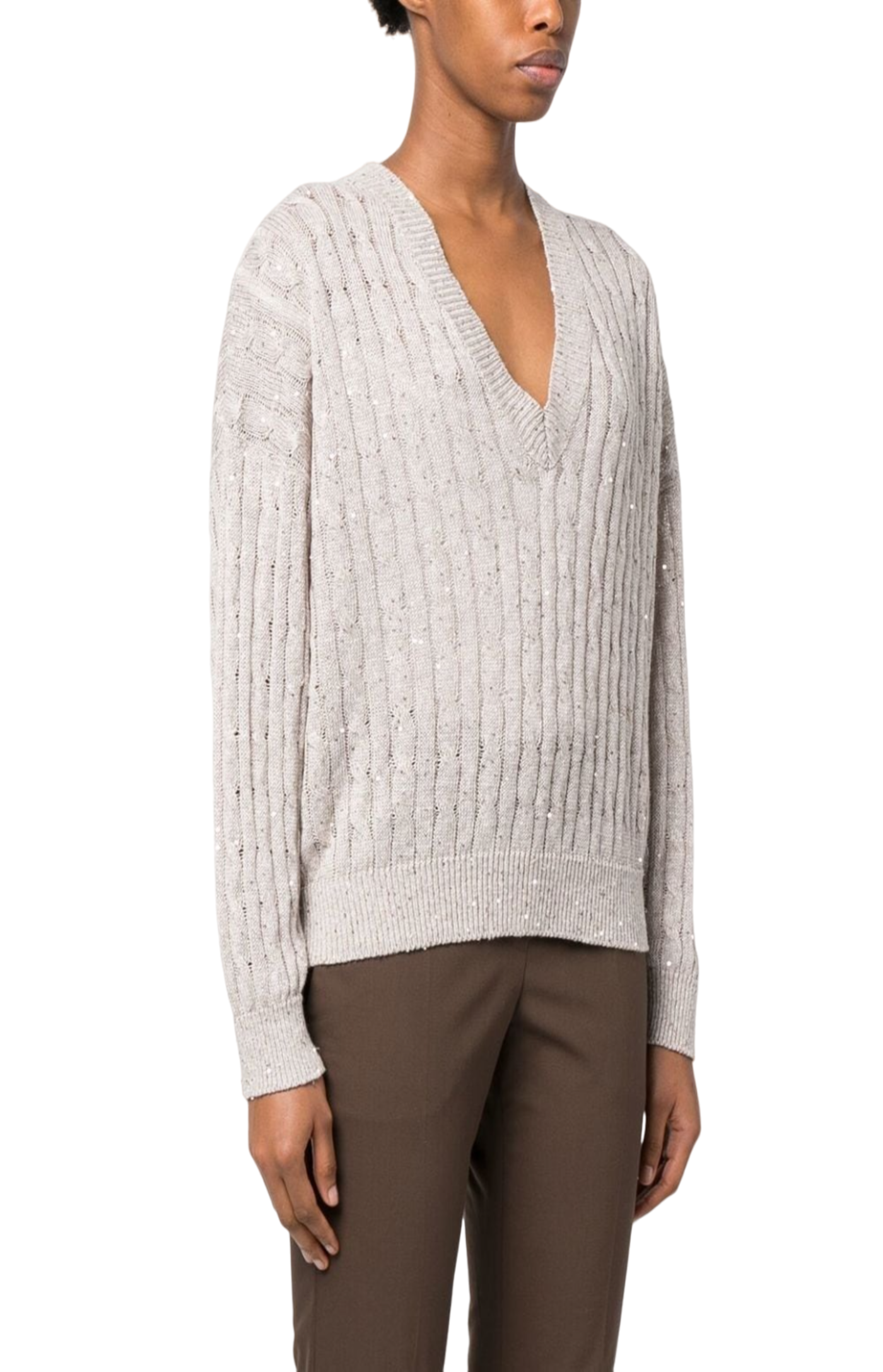 Load image into Gallery viewer, Ribbed V-neck jumper