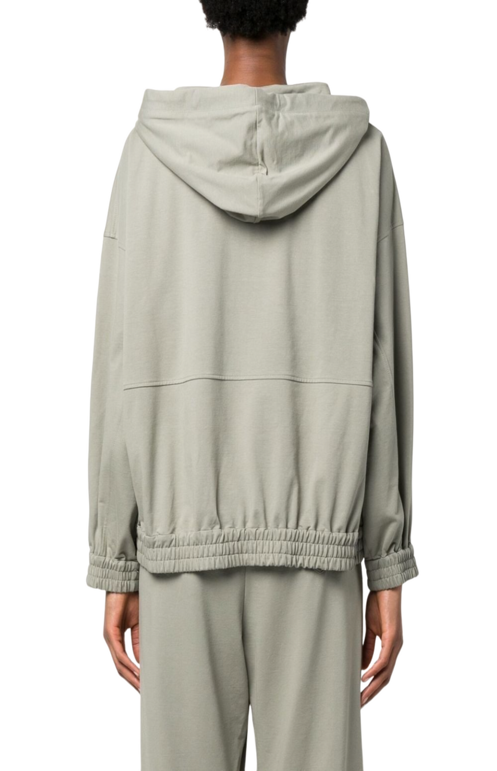 Jersey-knit drawstring zipped hoodie