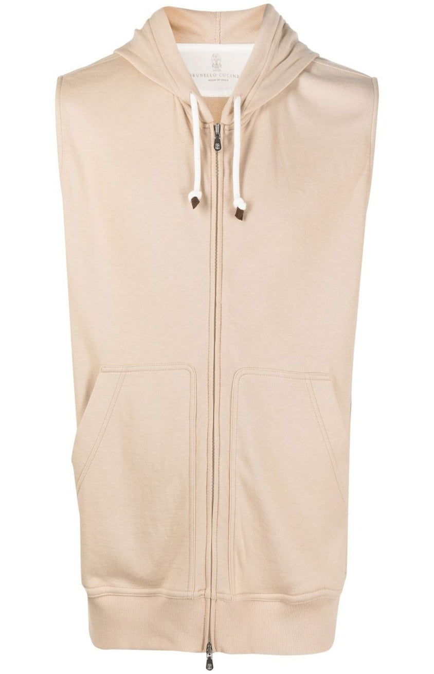 Sleeveless hooded jacket