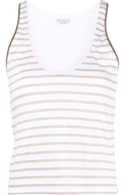 Scoop-neck striped vest top