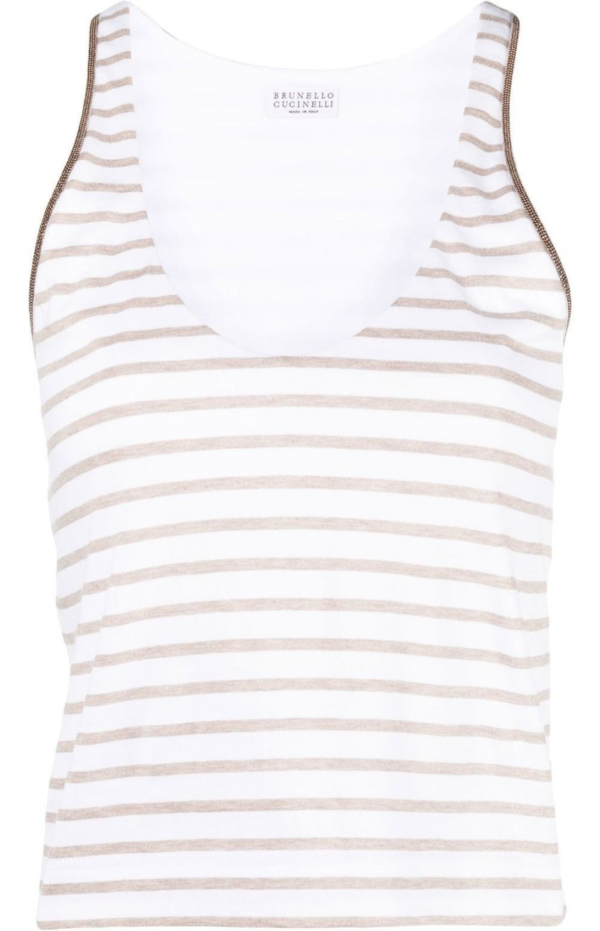 Scoop-neck striped vest top