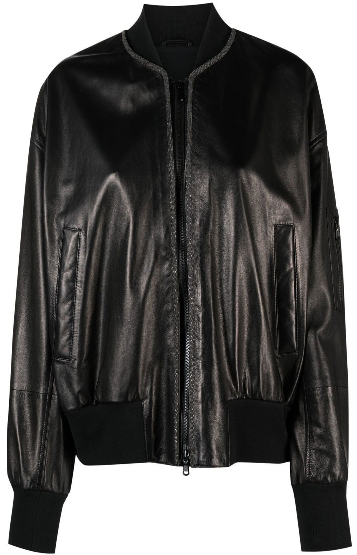 Load image into Gallery viewer, Cropped leather bomber jacket