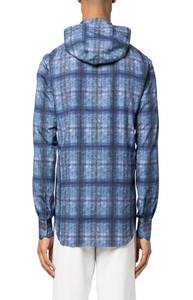 Check hooded shirt