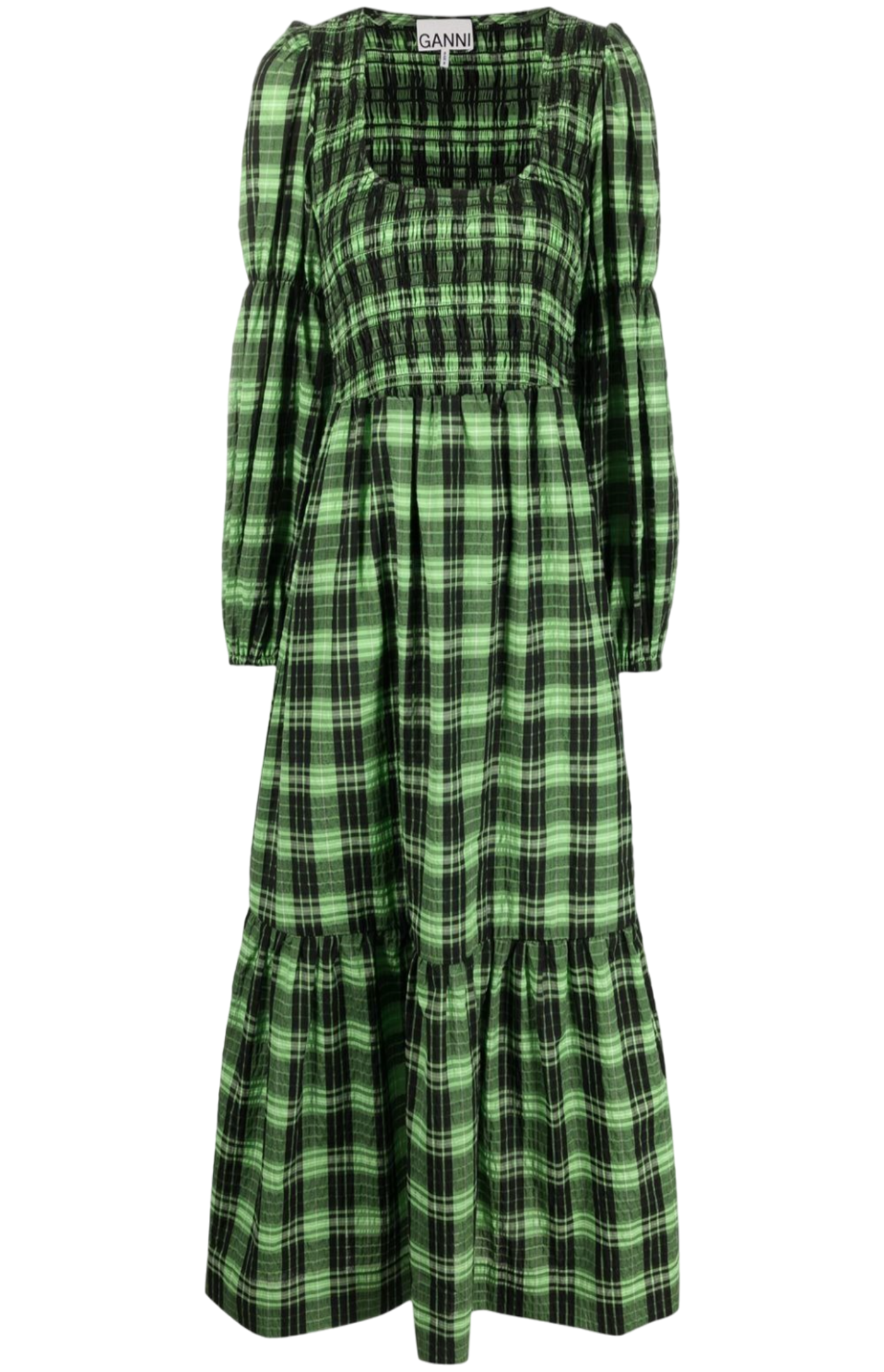 Seersucker check midi dress