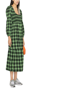 Seersucker check midi dress