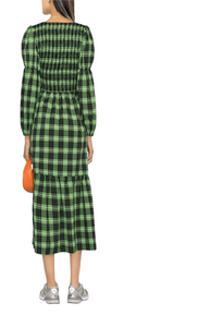 Seersucker check midi dress