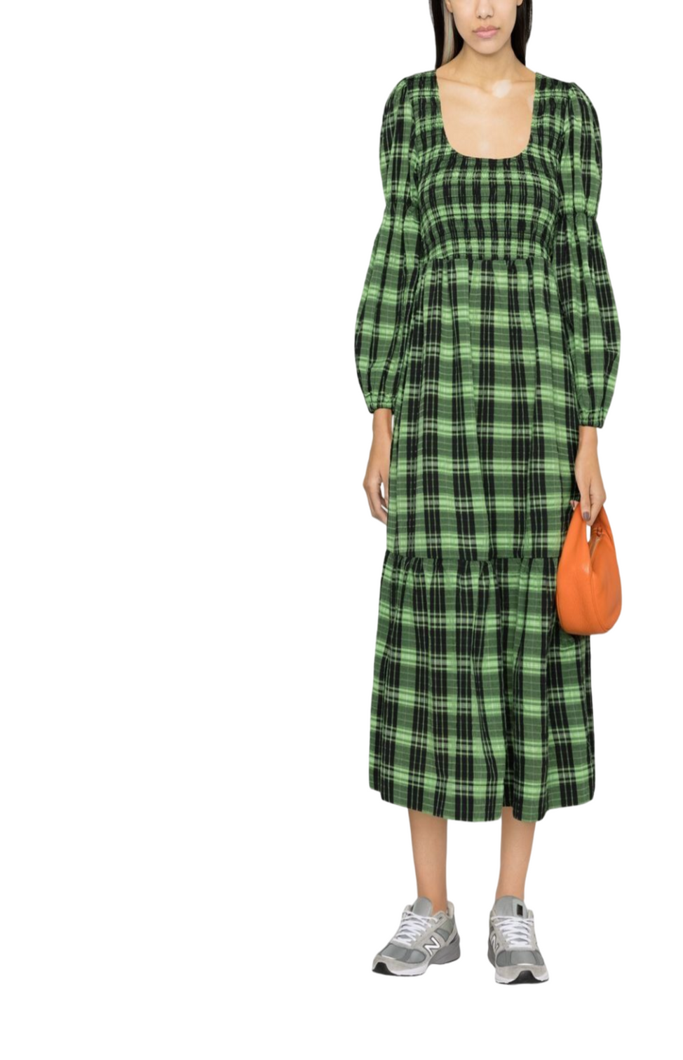 Seersucker check midi dress