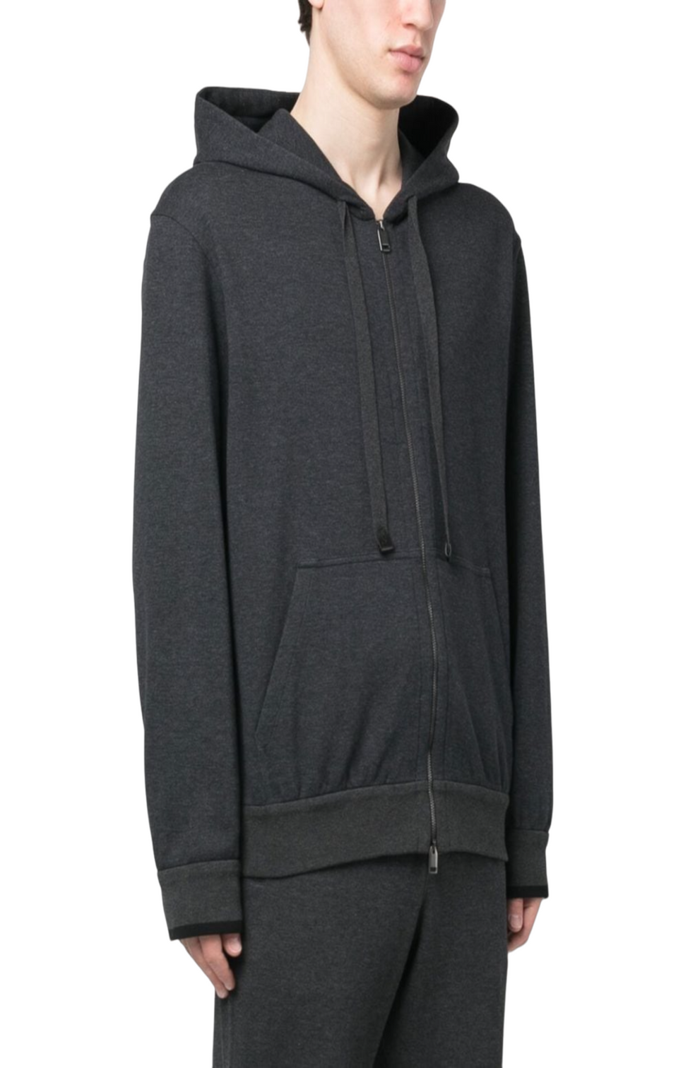 Zip-up long-sleeved hoodie