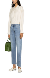 High-waist straight-leg jeans