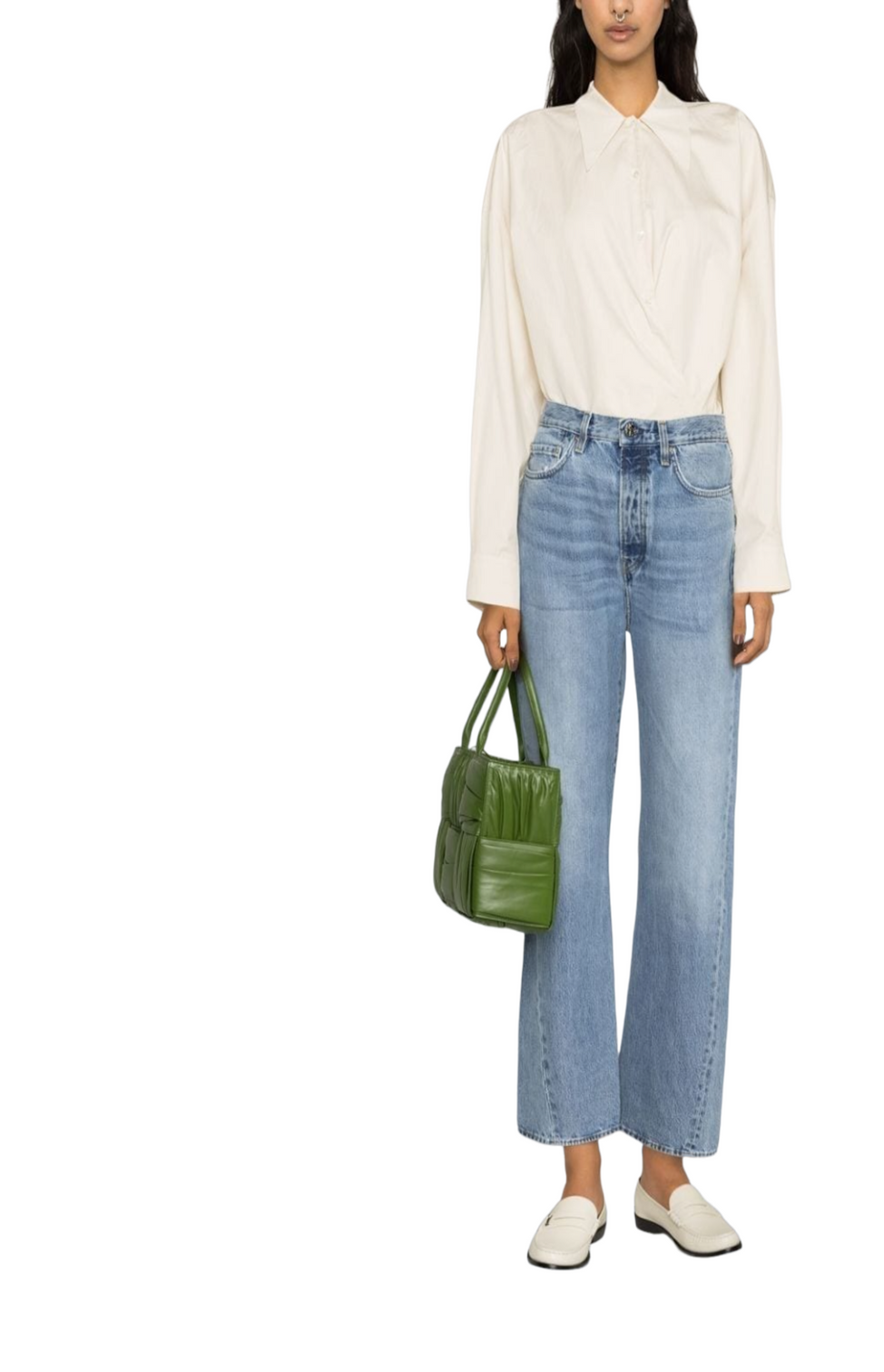 High-waist straight-leg jeans